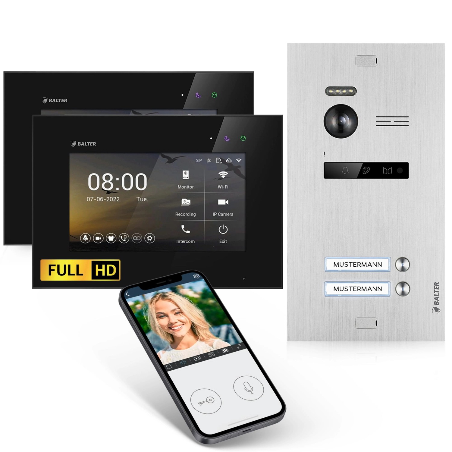 Balter EVO-HD Video-Türsprechanlage mit App für Zweifamilienhaus mit 2x 7 Zoll Monitor Silber-Schwarz Balter EVO-HD Video-Türsprechanlage mit App für Zweifamilienhaus mit 2x 7 Zoll Monitor Silber-Schwarz von Balter