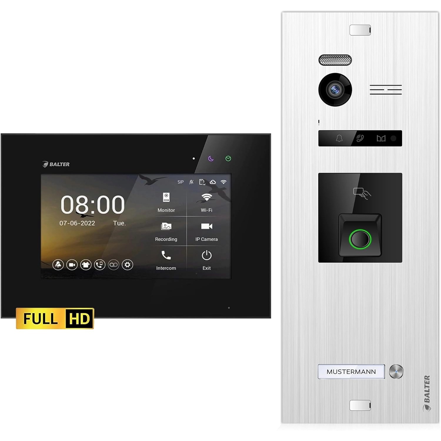 Balter EVO-HD Video-Türsprechanlage mit Fingerprint für Einfamilienhaus mit 1x 7 Zoll Monitor Silber-Schwarz Balter EVO-HD Video-Türsprechanlage mit Fingerprint für Einfamilienhaus mit 1x 7 Zoll Monitor Silber-Schwarz von Balter