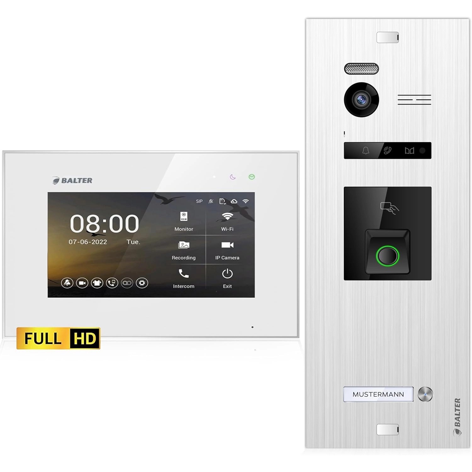 Balter EVO-HD Video-Türsprechanlage mit Fingerprint für Einfamilienhaus mit 1x 7 Zoll Monitor Silber-Weiß Balter EVO-HD Video-Türsprechanlage mit Fingerprint für Einfamilienhaus mit 1x 7 Zoll Monitor Silber-Weiß von Balter