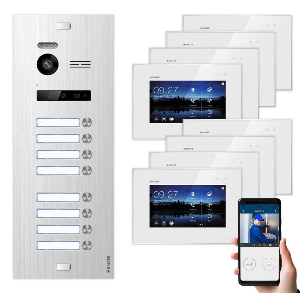 Balter EVO Silber 7 WiFi Monitor 2-Draht BUS für 8 Familienhaus Video-Türsprechanlage" von Balter