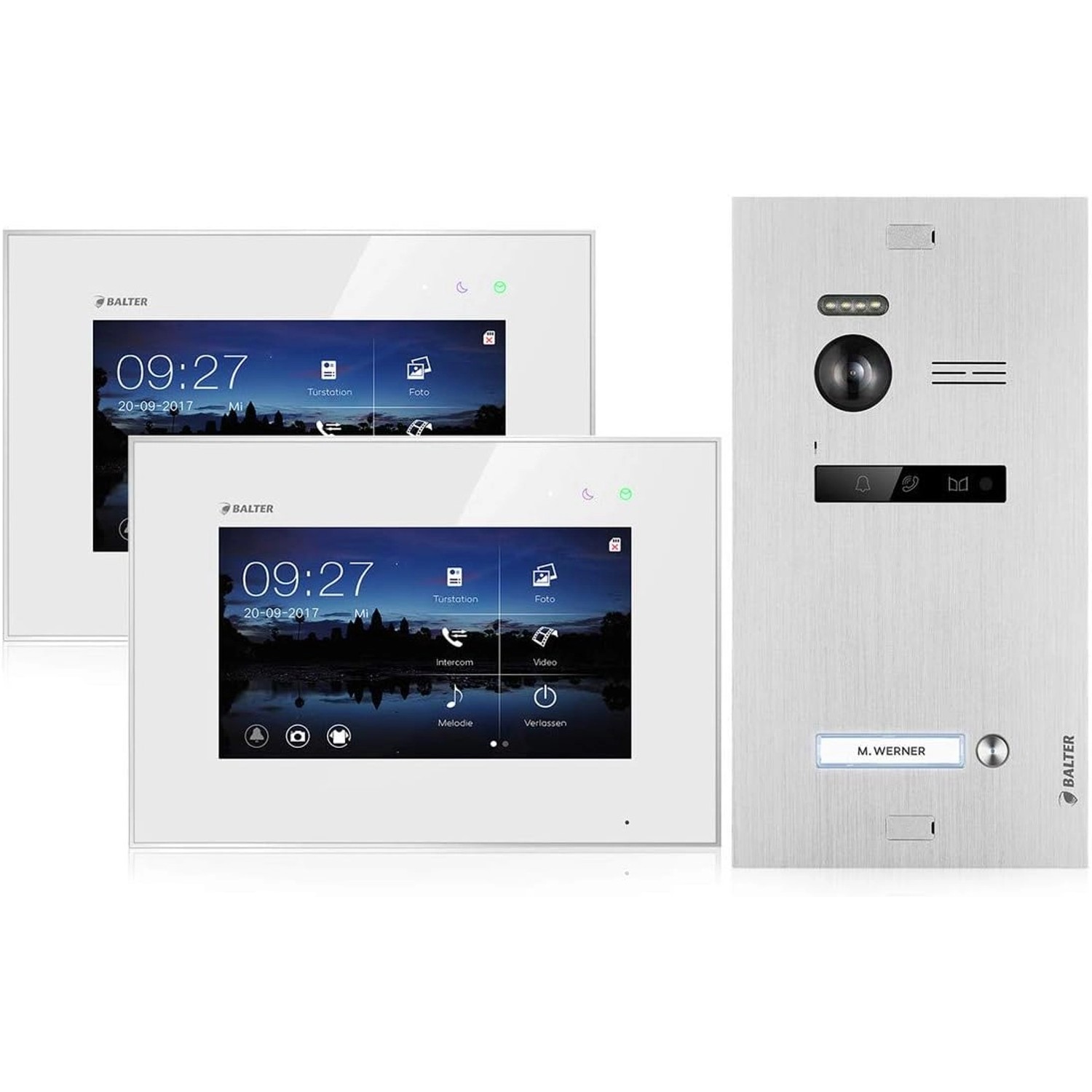 Balter EVO Video-Türsprechanlage für Einfamilienhaus mit 2x 7 Zoll Monitor Silber-Weiß Balter EVO Video-Türsprechanlage für Einfamilienhaus mit 2x 7 Zoll Monitor Silber-Weiß von Balter