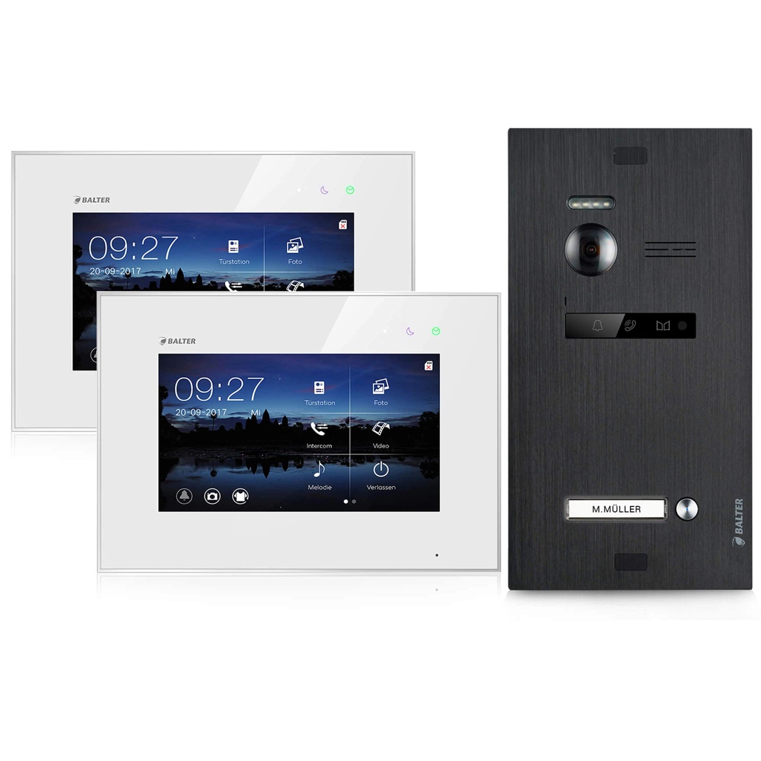 Balter EVO Video-Türsprechanlage für Einfamilienhaus mit 2x 7 Zoll Monitor Weiß-Schwarz Balter EVO Video-Türsprechanlage für Einfamilienhaus mit 2x 7 Zoll Monitor Weiß-Schwarz von Balter