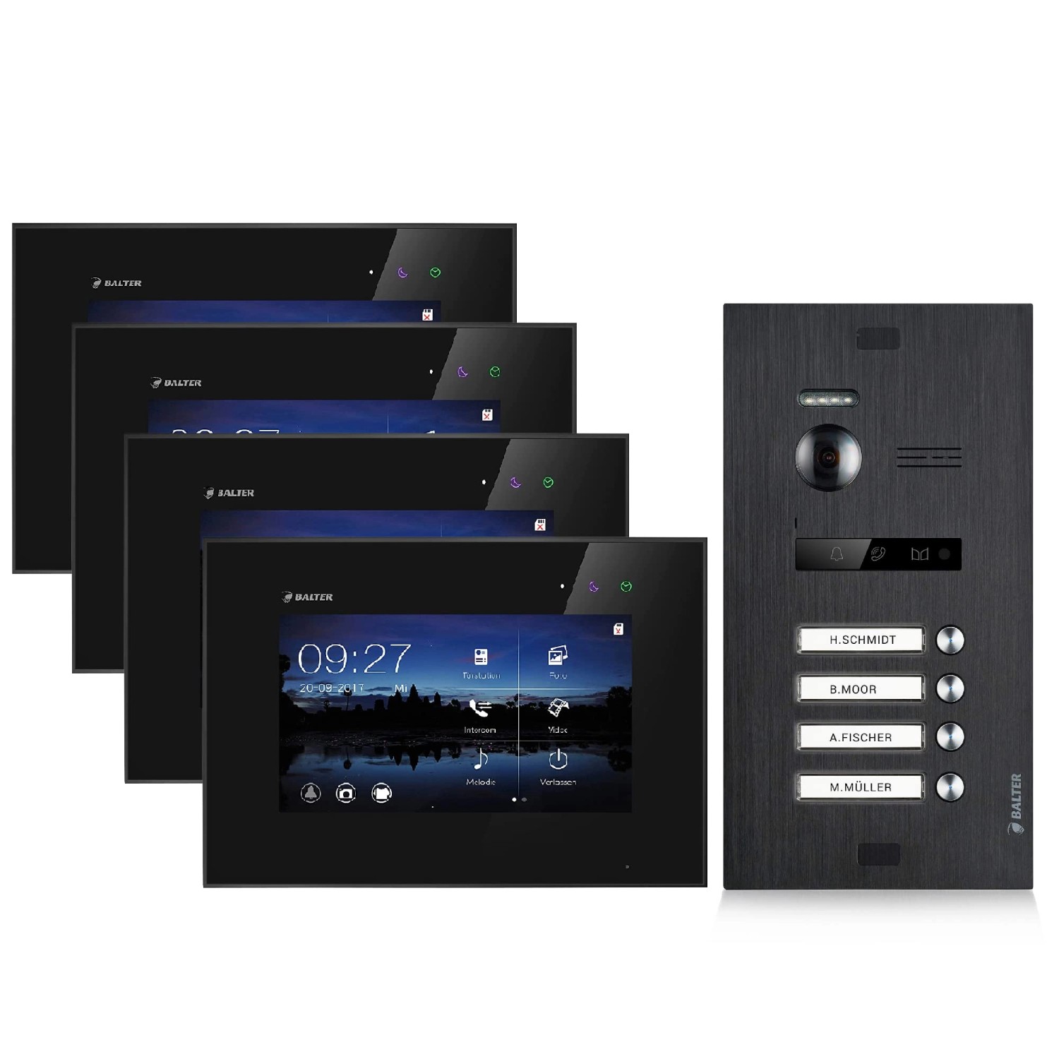 Balter EVO Video-Türsprechanlage für Vierfamilienhaus mit 4x 7 Zoll Monitor Schwarz Balter EVO Video-Türsprechanlage für Vierfamilienhaus mit 4x 7 Zoll Monitor Schwarz von Balter