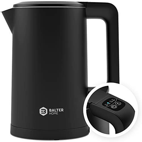 Balter Edelstahl Wasserkocher mit Temperatureinstellung, 40°C-100°C, Doppelwand, BPA frei, 1,7L, Schwaz, WK-4-Touch von Balter