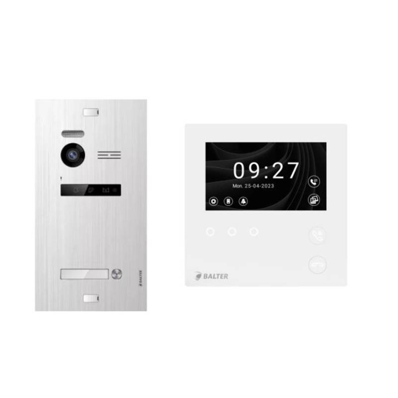 Balter Evo-HD-Mini Video Türsprechanlage Komplettsystem für 1-Familienhaus mit 1x 4,3 Zoll WiFi Monitor Silber von Balter