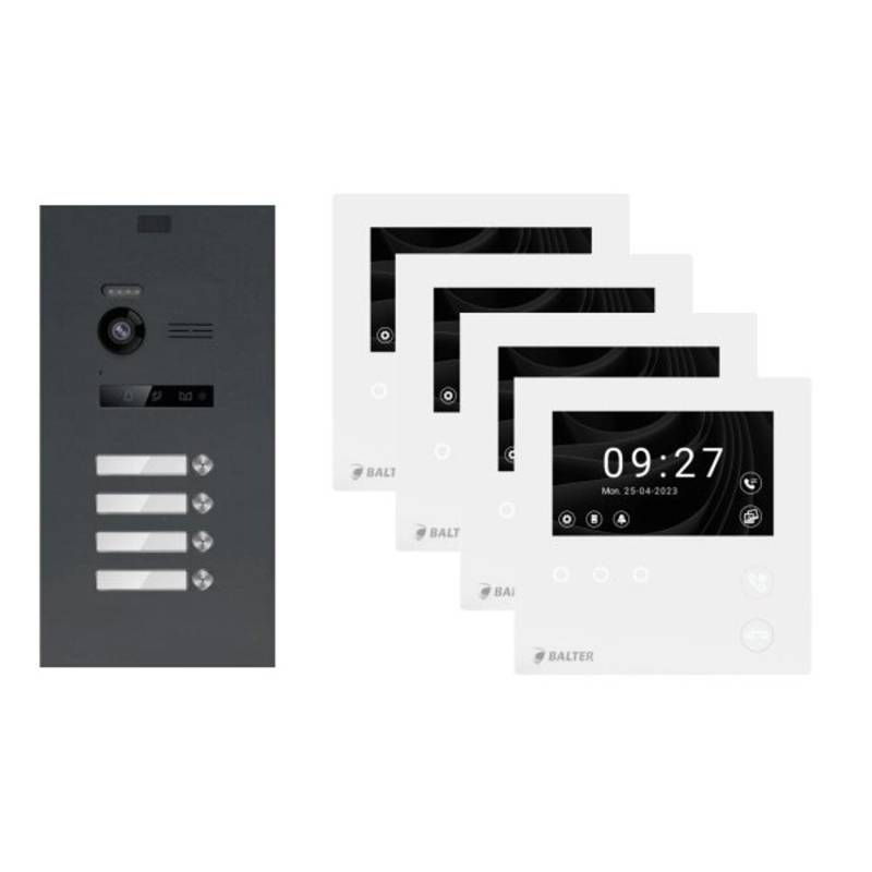 Balter Evo-HD-Mini Video Türsprechanlage Komplettsystem für 4-Familienhaus mit 4,3 Zoll Monitor Anthrazitgrau Balter Evo-HD-Mini Video Türsprechanlage Komplettsystem für 4-Familienhaus mit 4,3 Zoll Monitor Anthrazitgrau von Balter