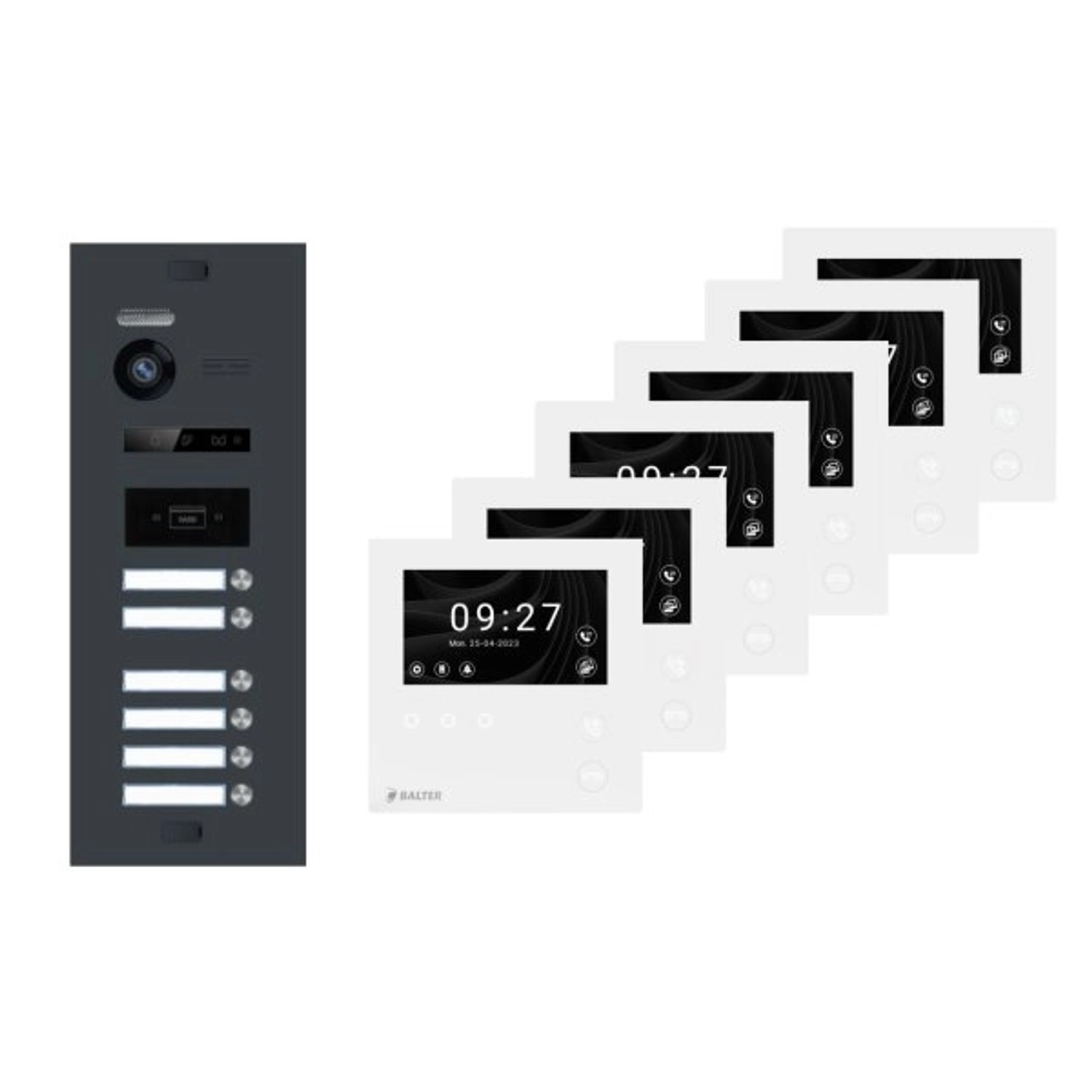 Balter Evo-HD-Mini Video Türsprechanlage Komplettsystem für 6-Familienhaus mit 4,3 Zoll Monitor Anthrazitgrau Balter Evo-HD-Mini Video Türsprechanlage Komplettsystem für 6-Familienhaus mit 4,3 Zoll Monitor Anthrazitgrau von Balter