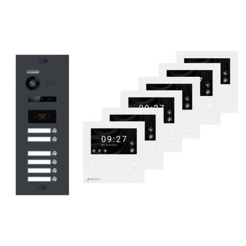 Balter Evo-HD-Mini Video Türsprechanlage Komplettsystem für 6-Familienhaus mit 4,3 Zoll Monitor Anthrazitgrau Balter Evo-HD-Mini Video Türsprechanlage Komplettsystem für 6-Familienhaus mit 4,3 Zoll Monitor Anthrazitgrau von Balter