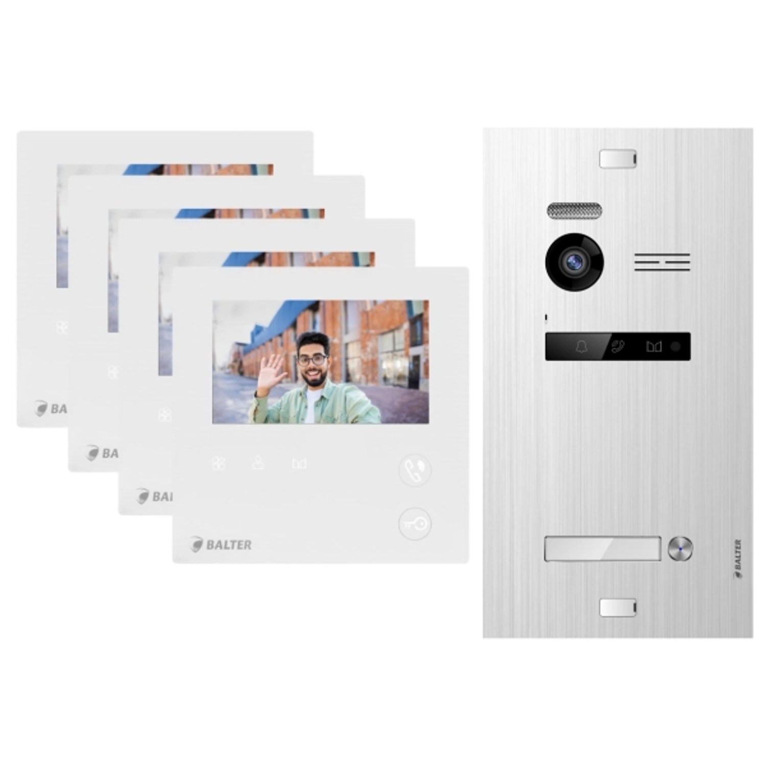 Balter Evo Mini Video Türsprechanlage 2-Draht Bus Komplettsystem für 1-Familienhaus 4x Monitore Silver Balter Evo Mini Video Türsprechanlage 2-Draht Bus Komplettsystem für 1-Familienhaus 4x Monitore Silver von Balter