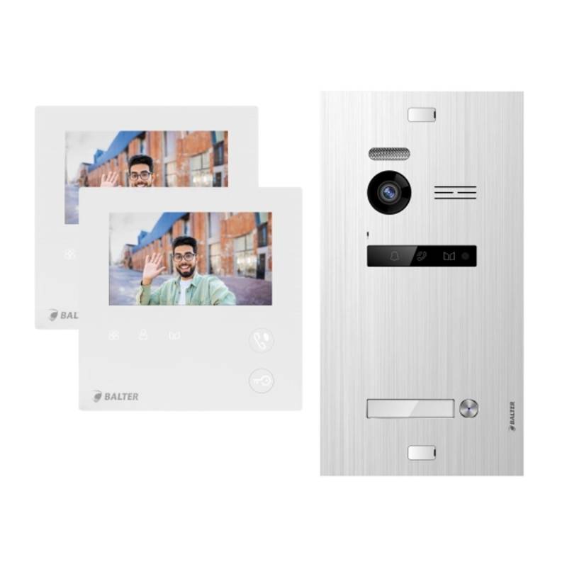 Balter Evo Mini Video Türsprechanlage mit 2x 4,3 Zoll Monitor 2-Draht Bus Komplettsystem für 1-Familienhaus Silver von Balter