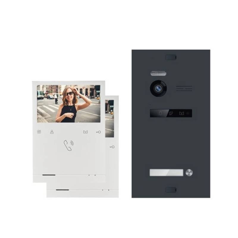 Balter Evo Quick Video Türsprechanlage für 1 Familienhaus mit 2x 4,3 Zoll Monitor 2-Draht Bus Anthrazitgrau von Balter