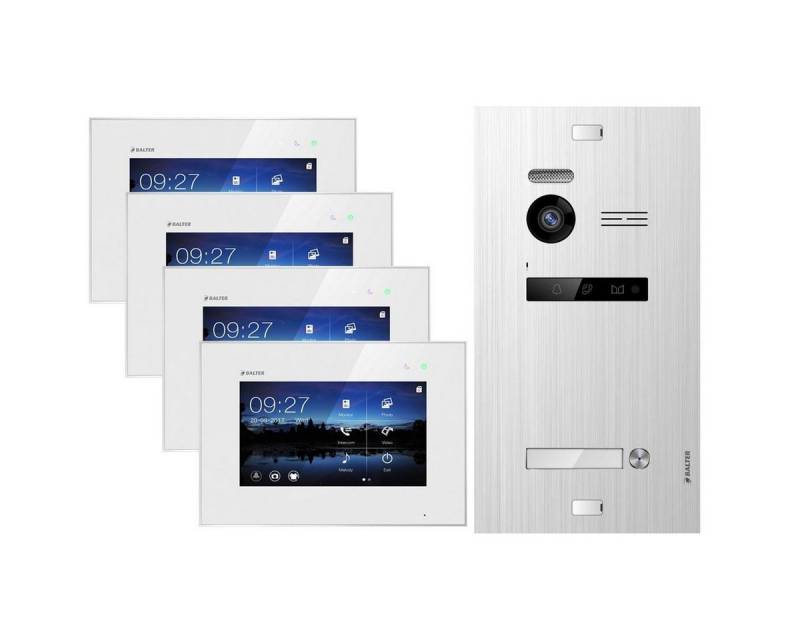 Balter Video-Türsprechanlage EVO Silber Video Türsprechanlage 2-Draht 4x7"Monitore 1 Familienhaus von Balter