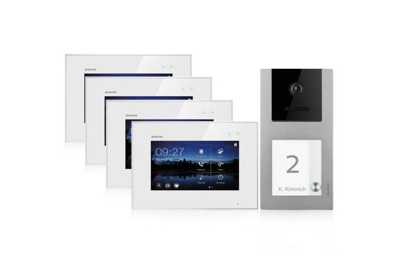 Balter Video-Türsprechanlage Video Türsprechanlage für 1 Familienhaus, Aufputz, 4 Monitore (Komplettset, 4-tlg., 150 Grad Winkelkamera) von Balter