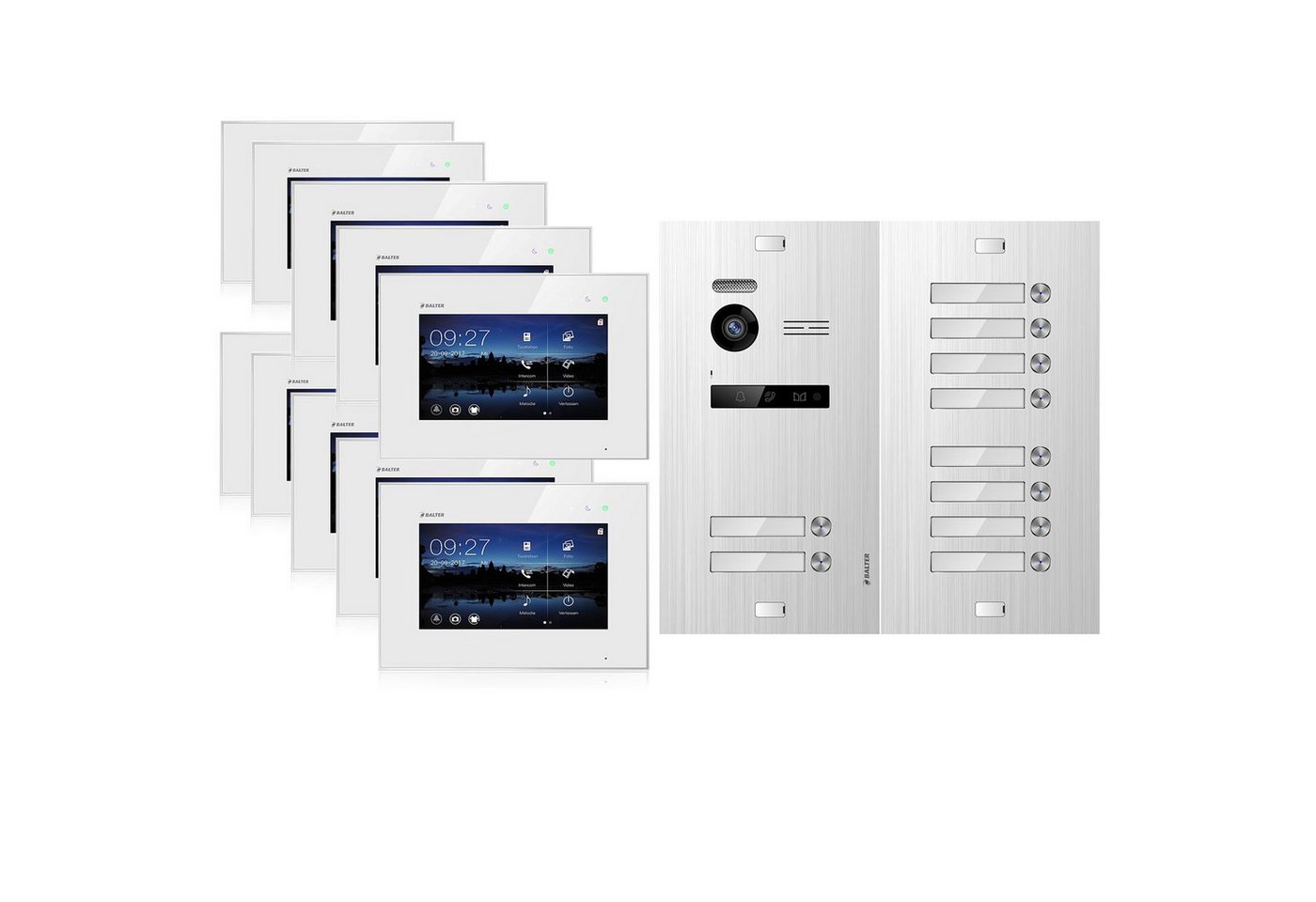 Balter Video-Türsprechanlage Video Türsprechanlage für 10Familienhaus, 10x Monitore (Komplettset, 11-tlg., 150 Grad Winkelkamera) von Balter
