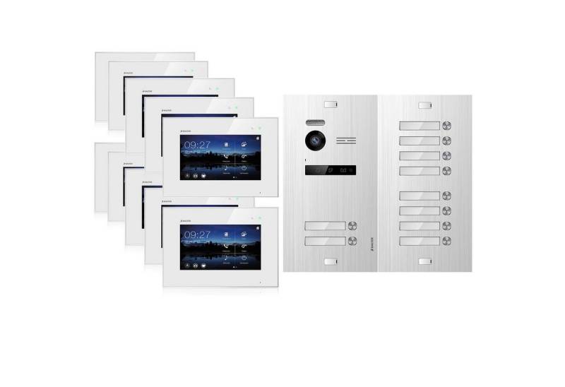 Balter Video-Türsprechanlage Video Türsprechanlage für 10Familienhaus, 10x Monitore (Komplettset, 11-tlg., 150 Grad Winkelkamera) von Balter