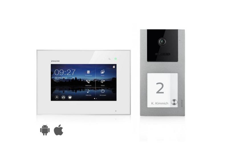 Balter Video-Türsprechanlage Video Türsprechanlage mit App für 1 Familienhaus, 1x Monitor (Komplettset, 2-tlg., 150 Grad Winkelkamera) von Balter