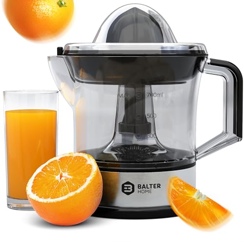 Balter ZP-04 Zitronenpresse Elektrisch – Hohe Saftausbeute, 2 Drehrichtungen & 2 Kegel– Zitruspresse – orangenpresse Entsafter Saftpresse Juicer - Spülmaschinenfest, BPA Frei von Balter