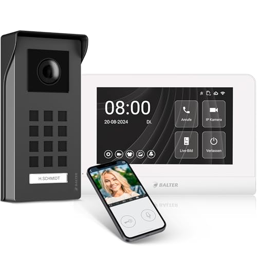 Entri Video Türsprechanlage, Aufputz Türklingel mit Kamera, Smartphone App, 1 Familienhaus, Video Türklingel, 7 Zoll HD-Monitor, Full HD Kamera, Gegensprechanlage mit Türöffner und Klingel 2 Draht Entri Video Türsprechanlage, Aufputz Türklingel mit Kamera, Smartphone App, 1 Familienhaus, Video Türklingel, 7 Zoll HD-Monitor, Full HD Kamera, Gegensprechanlage mit Türöffner und Klingel 2 Draht von Balter