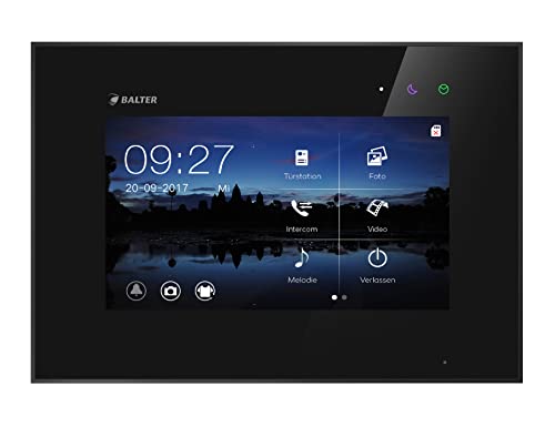 Balter Zusatz WLAN Monitor EVO Video-Türsprechanlage, Touchscreen, 7 Zoll Monitor, 2-Draht Bus ?APP Steuerung, Schwarz von Balter