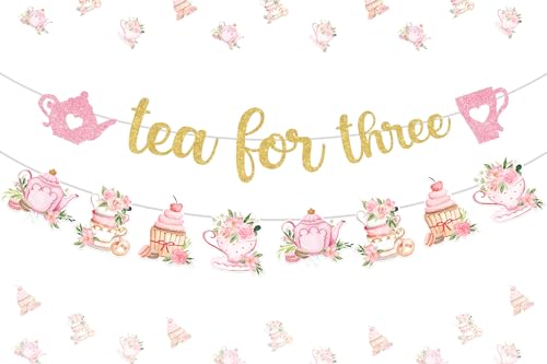 Balterever Tea for Three Decoration Banner Tea Theme Garland for Girl Three Decorations Tea Birthday Decoration for 3rd Tea Time Birthday for Teapot Birthday, Baby Shower, Floral Tea Party Supplies Balterever Tea for Three Decoration Banner Tea Theme Garland for Girl Three Decorations Tea Birthday Decoration for 3rd Tea Time Birthday for Teapot Birthday, Baby Shower, Floral Tea Party Supplies von Balterever
