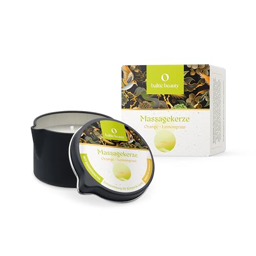 Baltic Beauty Exklusive Massagekerze - Orange und Lemongrass - Sinnliche Massagen - Pflegende Rezeptur - Tolles Geschenk für den Partner - in praktischer Dose mit Ausgießer - 80ml von Baltic Beauty