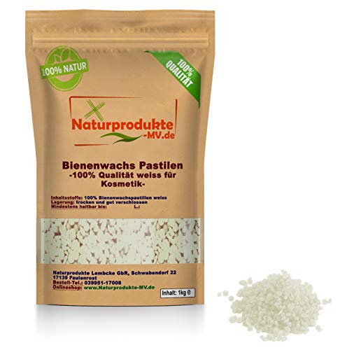 100% Bienenwachspastillen weiss für Kosmetik (1kg) Bienenwachs Pastillen von BalticNatura