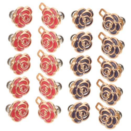 Baluue 10 Paare Metall Hosenbundstraffer Roseform Verstellbare Taillenknöpfe ohne Nähen Stabile Jeansknopfverlängerung Abnehmbare Clips für Damen Hosen Röcke Sicherer Halt bei Lockerem von Baluue
