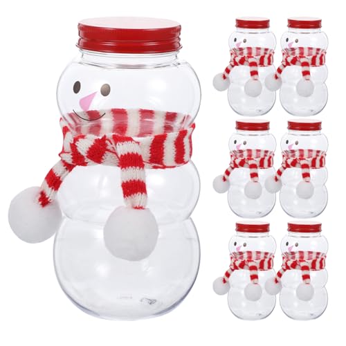 Baluue 10 Sätze Schneemann Kunststoff Saftflaschen mit Deckel 500ml Klar Weihnachten Süßigkeiten Glas mit Schals Leere Wiederverwendbare Wasserflaschen für Smoothies Milch Getränke A von Baluue