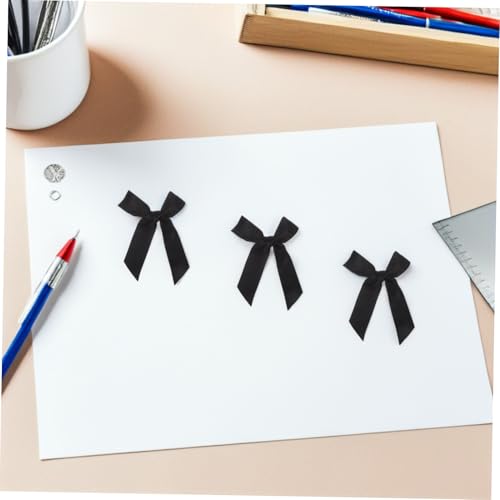 Baluue 100 Stück Kleine Schwarze Satinband Schleifen aus Polyester Mini Schleifen für DIY Basteln Hochzeit Geschenkverpackung Cake Dekoration und Scrapbooking von Baluue