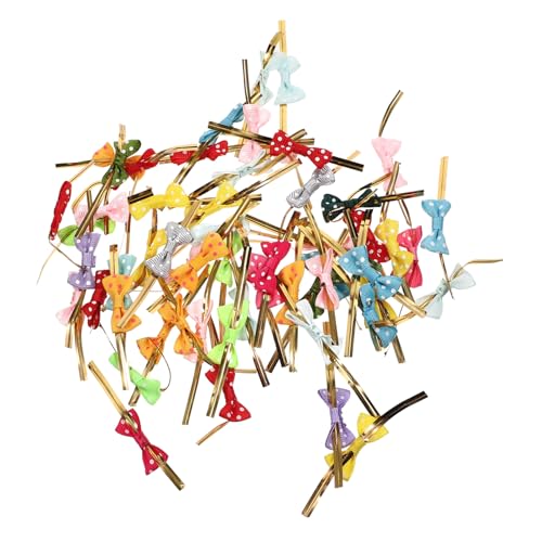 Baluue 100 Stück Wiederverwendbare Geschenkverpackungs bindebänder mit Schleifen Flexible Polyester lollipop verschlussbänder für Backbeutel Süßigkeiten Party Hochzeit Basteln von Baluue