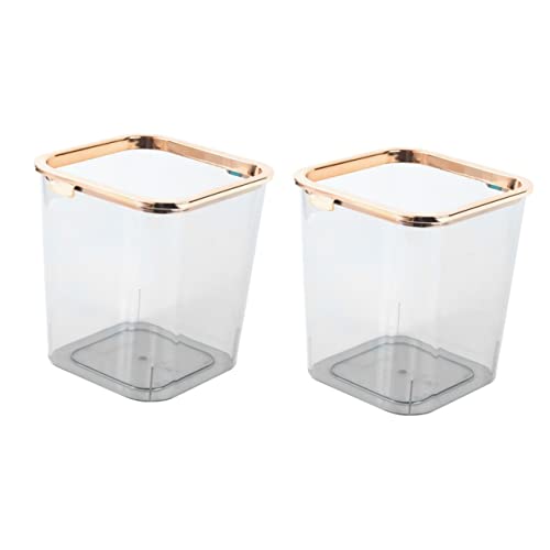 Baluue Mini Mülleimer Acryl Desktop-Mülleimer 18 * 20cm Dekorative Abfall Hause Korb Klar Eimer Papier MülleimerAuto Büro Müllbehälter Schlafzimmer Transparent Müll 2 Stücke von Baluue