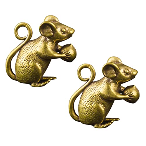 Baluue 2 stücke Mäuse Skulpturen Chinesische Tierkreiszeichen Statue für Reichtum und Wohlstand Feng Shui Deko Figurine für Home Deko und Chinesische Dekoration von Baluue