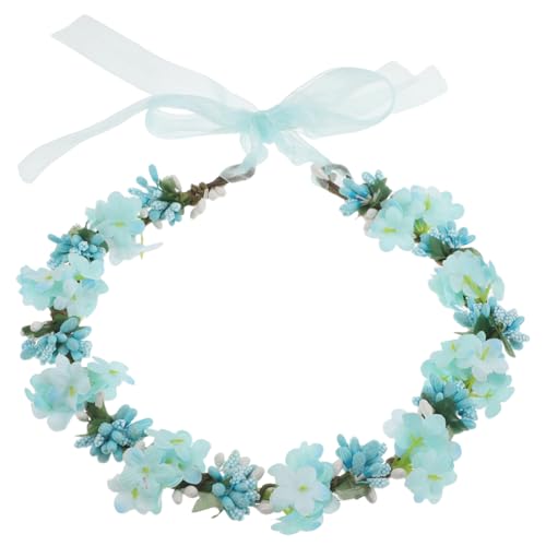 Baluue Boho Bridal Floral Headpiece mit Blauem Blumenkranz und Band Leichtes Flexibles Hochzeit Haarschmuck für Braut Vielseitig für Verschiedene Frisuren Passend zu Hochzeitskleidern von Baluue