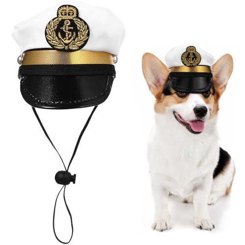 Baluue Haustier Kapitän Hut Hund Matrosen Hut für Haustiere Verstellbarer Kinnriemen Matrosen Outfit Halloween Cosplay Kostüm oder Welpen und Katzen Hunde Halloween Karneval Festival von Baluue
