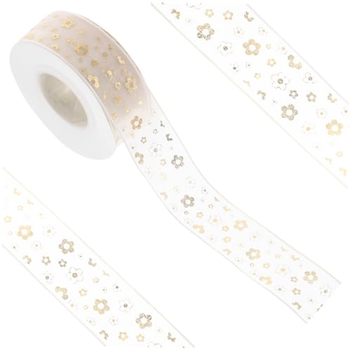 Baluue Hochwertiges Geschenkband Beständiges Verziertes Satinband mit Goldener Prägung Vielseitig für Geschenkverpackung Partydekoration Robuste Textur Knitterfrei Eleganter Vintage Stil von Baluue