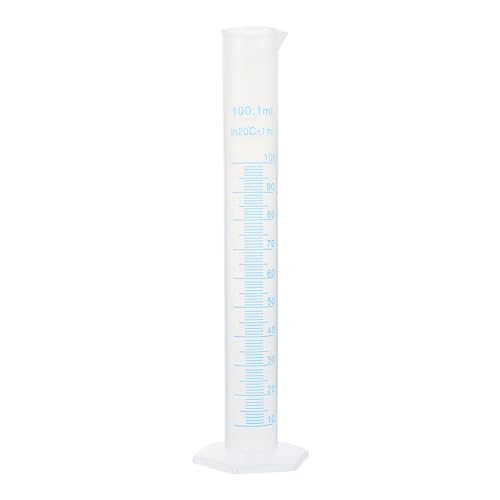 Baluue Messbecher, Glas-Reagenzgläser, 100 ml, Kunststoff, Messzylinder, hochpräzise +/-1 ml, blaue Skala, transparenter Messzylinder für Laborexperimente, Glas-Messbecher von Baluue