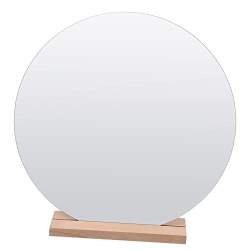 Baluue Holz Kosmetikspiegel Für Schreibtisch Rahmenloser Tischspiegel Dekorativer Unregelmäßiger Spiegel Mit Sockel Ästhetische Schreibtischdekoration von Baluue