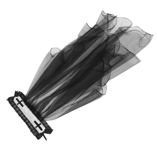 Baluue Schwarzer Gothic-spitzen-schleier Haarschmuck mit Vintage Halloween-design Atmungsaktives Mittellanges Mesh-kopfschmuck für Tag der Toten Cosplay Hochzeiten Fotoshootings von Baluue