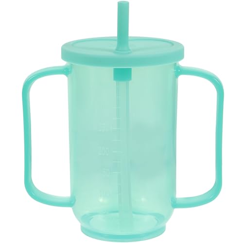 Baluue Silikon Trinklernbecher, Trinkbecher FüR Erwachsene Mit Strohhalm Und Griffen Deckel, LebensmittelqualitäT Auslaufsicher ÄLtere Suppenbecher Hilfsmittel Mit Deckel Und 350ML von Baluue