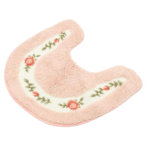 Baluue U Förmige rutschfeste Fußmatte für Closestool Pastoral Style und Langlebig für Badezimmer und Wohnräume Rosa Design rutschfeste Unterlage für Zusätzlichen von Baluue