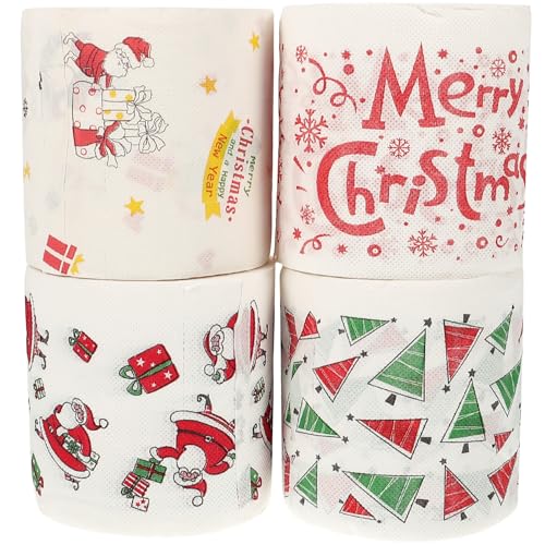 Baluue Weihnachts-Toilettenpapier 4 Fröhliche Weihnachten Weihnachtsmann Taschentuch-Serviette Lustiger Weihnachtsbaum-Toilettenpapier Einweg-Servietten Taschentücher Für von Baluue