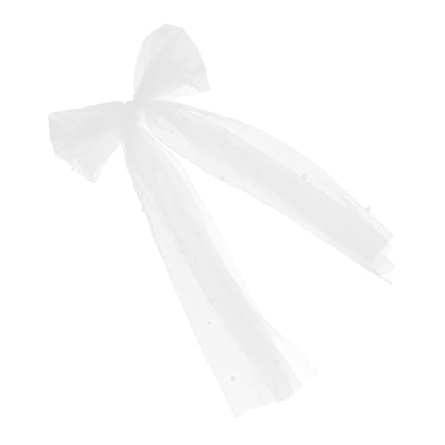 Baluue Weißer Brautschleier mit Schleifen perlendekor Romantischer Hochzeitsschleier mit Haarklammer Eleganter Kopfschmuck für Braut und Festliche Anlässe von Baluue
