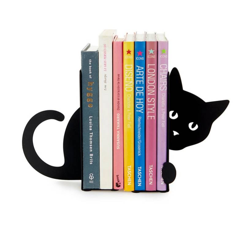 Balvi Buchstütze Bookend Hidden Cat schwarz Metall - stützt Ihre Bücher stilvoll, ob im Bücher-Regal oder auf dem Schreibtisch von Balvi