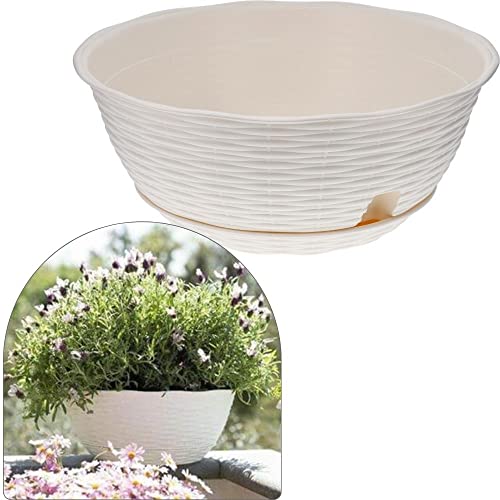 Bama Spa Pflanzschale Blumenschale Untersetzer Rattan Optik Kunststoff Friedhof Garten weiß 40 cm von bama