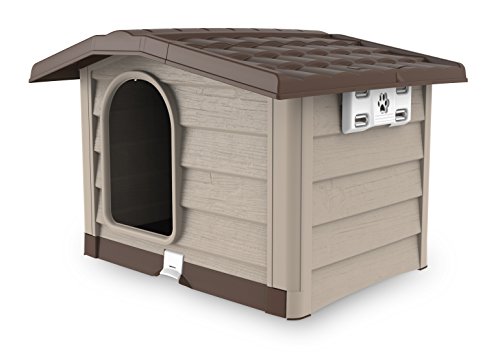 Plastik Hundehütte Bungalow Medium - Beige - 89 x 75 x 62 cm - Abnehmbarer Boden - Verstellbares Dach - Einfaches Verbindungssystem von bama