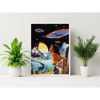 Retro Ufo Entführung Kunstdruck Vintage Sci-Fi Collage von BambashkART
