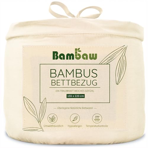 Bambaw – Bettbezug 155x220 cm - 100% Bambus - Deckenbezug Allergiker - weicher und atmungsaktiver Bettdeckenbezug - Bettbezug Sommer - Elfenbein von Bambaw