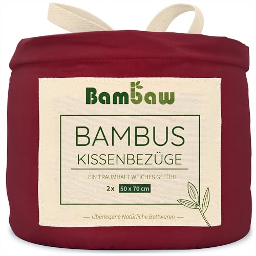 Bambaw – Kissenbezug 50x70 cm (2-er Pack) - 100% Bambus - hypoallergen - weiche und atmungsaktive Kopfkissenbezüge 50x70 cm - für Haare und Haut - Kissenbezug Bambus - Allergiker Kissenbezug von Bambaw