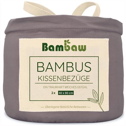 Kissenhüllen Set Dunkelgrau | Kissenbezug 40x80 cm | Bambus | Sommer und Winter Bettwäsche | Kühl Kissenbezug | Kissenbezug Antibakteriell | Allergiker Bezug Kopfkissen | Kuschelig | Bambaw von Bambaw