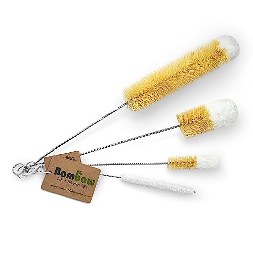 Flaschenbürsten Set | Spülbürste Flaschen | Babyflaschen Bürste | Tube Brush | Babyflaschen Bürste | Weiche Baumwollspitze gegen Kratzer | Bottle Cleaner | DREI Größen | Bottle Brush | Bambaw von Bambaw